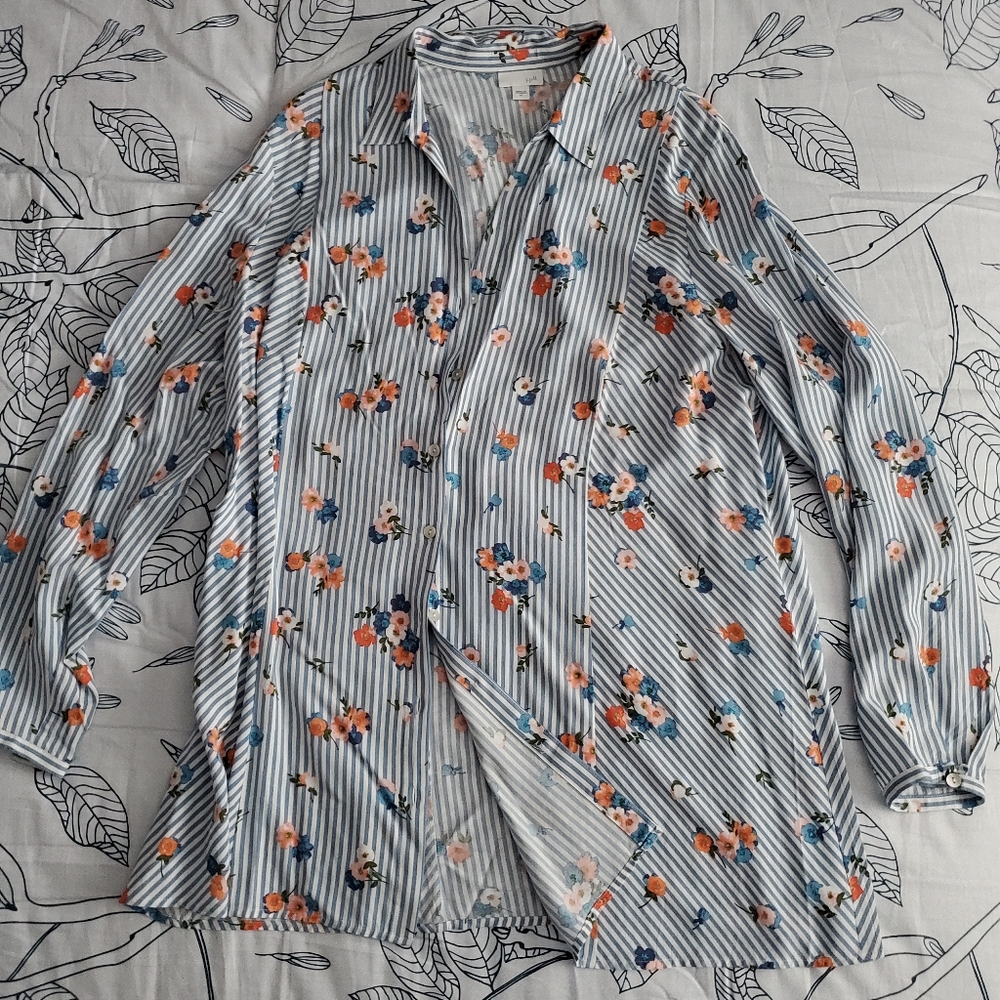J. Jill blue and white blouse